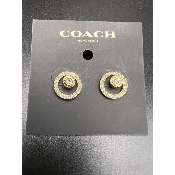 Coach Gold and crystal Earrings with jackets. - Picture 1 of 6